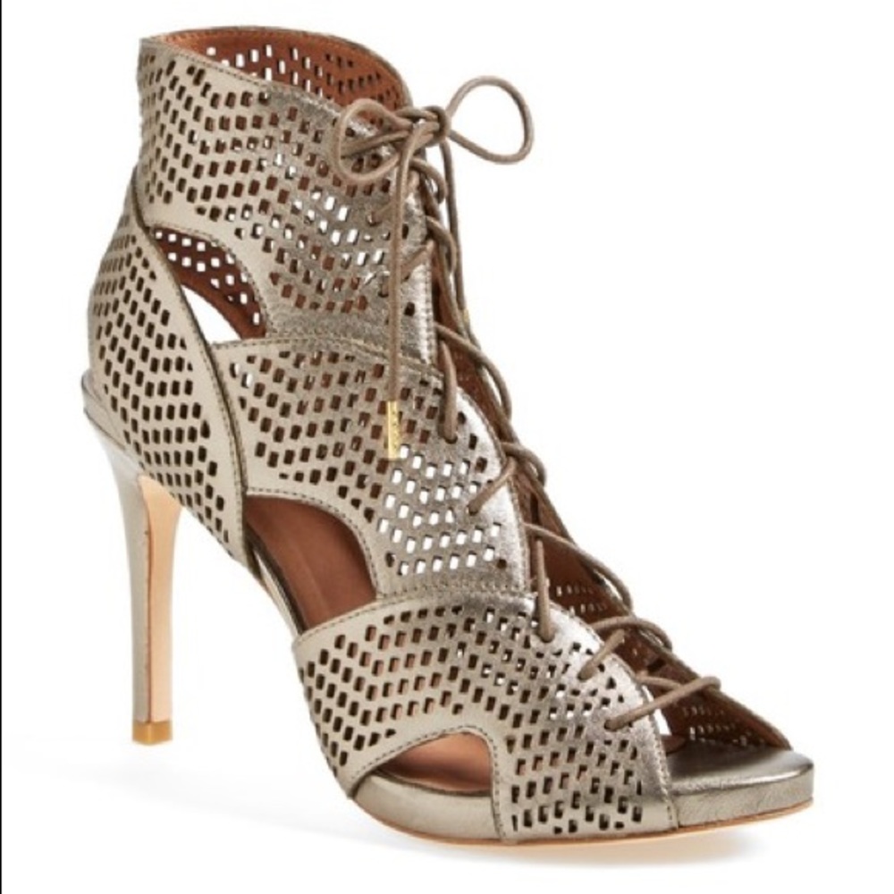 Joie ‘Elvie’ Metallic Leather Booties, Pewter